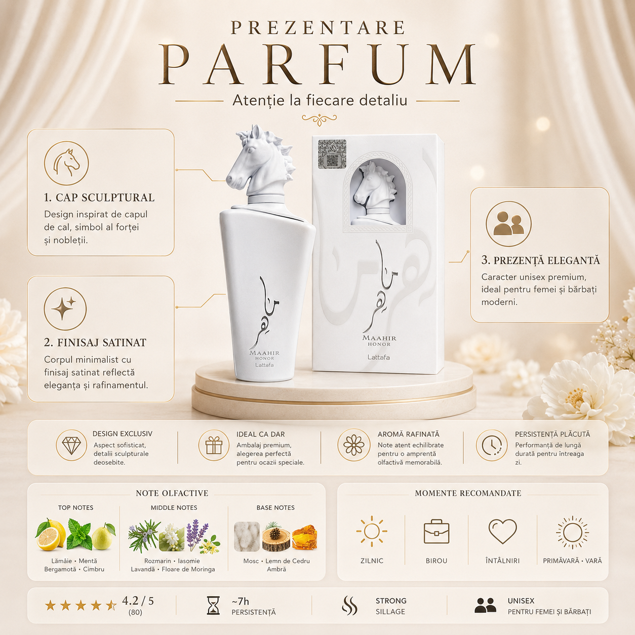Parfum arabesc unisex Maahir Honor Lattafa Eau de Parfum 100 ml pentru femei și bărbați